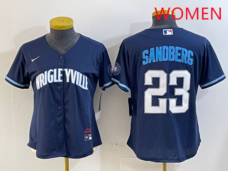 Women Chicago Cubs #23 Sandberg Blue City Edition Game 2025 Nike MLB Jersey style 1